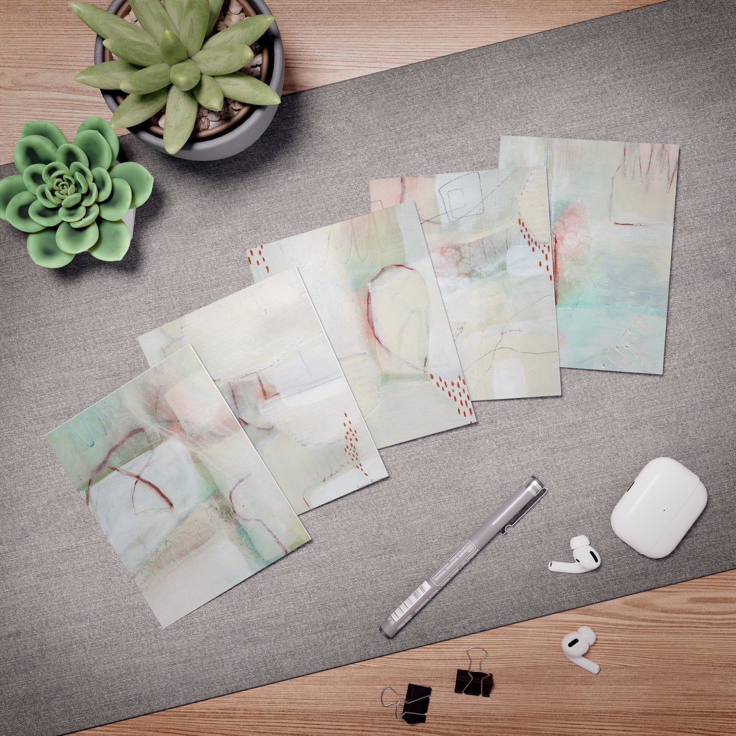 Greeting Cards 5-Pack Abstract Art Mixed Media Design