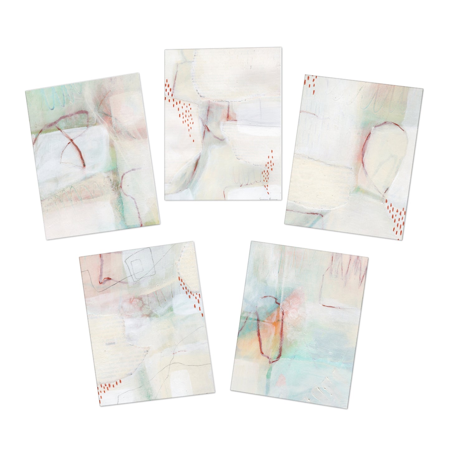 Greeting Cards 5-Pack Abstract Art Mixed Media Design